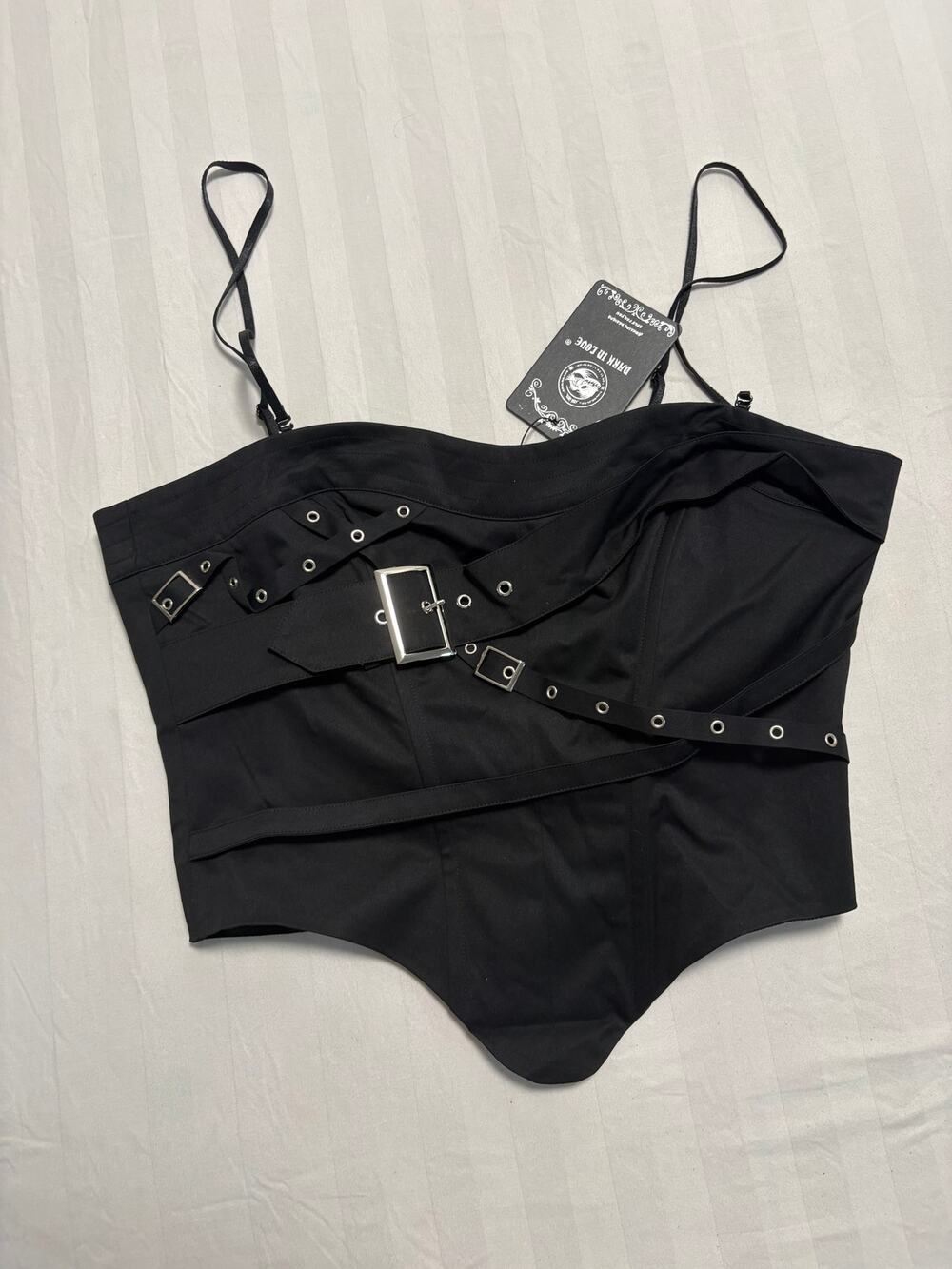 Dark In Love Gothic Buckle Corset Top NWT Black 1x